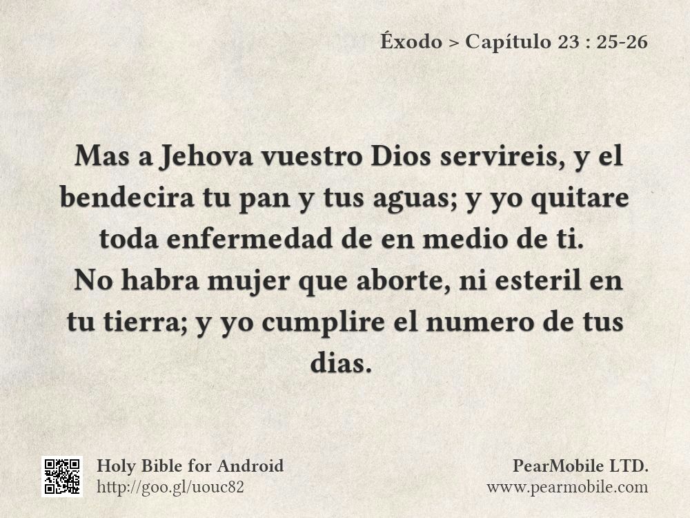 Éxodo, Capítulo 23:25-26